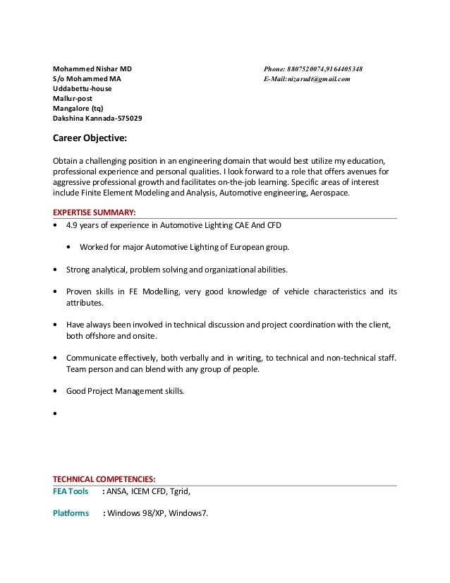 resume of mohaammed nishar with 4 10yr ansa exp modelling resume