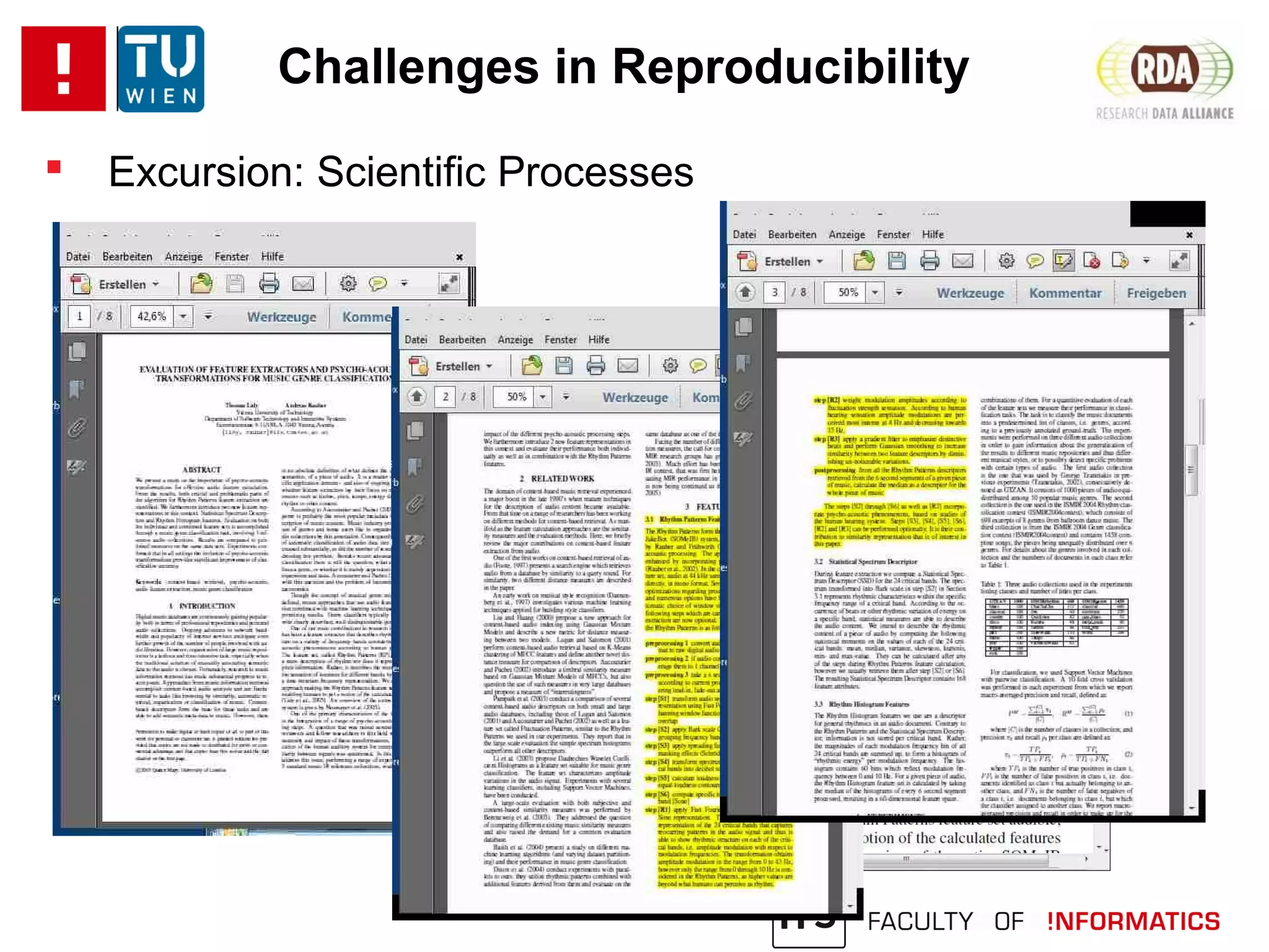 Challenges in Reproducibility
 Excursion: Scientific Processes
 
