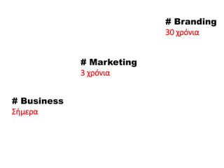# Business
Σήμερα
# Marketing
3 χρόνια
# Branding
30 χρόνια
 