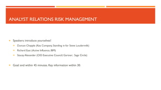 Analyst Relations Risk Management | PDF