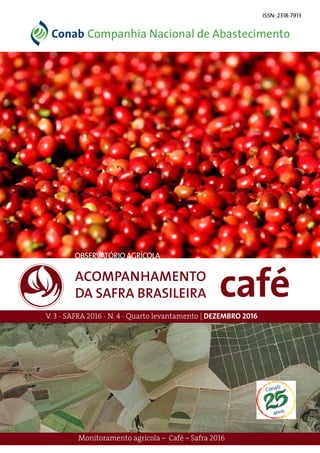 caféACOMPANHAMENTO
DA SAFRA BRASILEIRA
V. 3 - SAFRA 2016 - N. 4 - Quarto levantamento | DEZEMBRO 2016
Monitoramento agrícola – Café – Safra 2016
OBSERVATÓRIOAGRÍCOLA
ISSN: 2318-7913
 