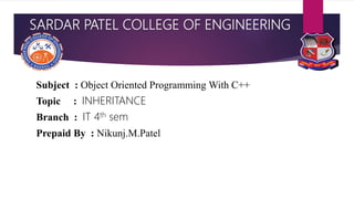 EASY TO LEARN INHERITANCE IN C++ | PPT