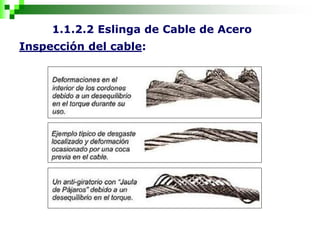 1.1.2.2 Eslinga de Cable de Acero
Inspección del cable:
 