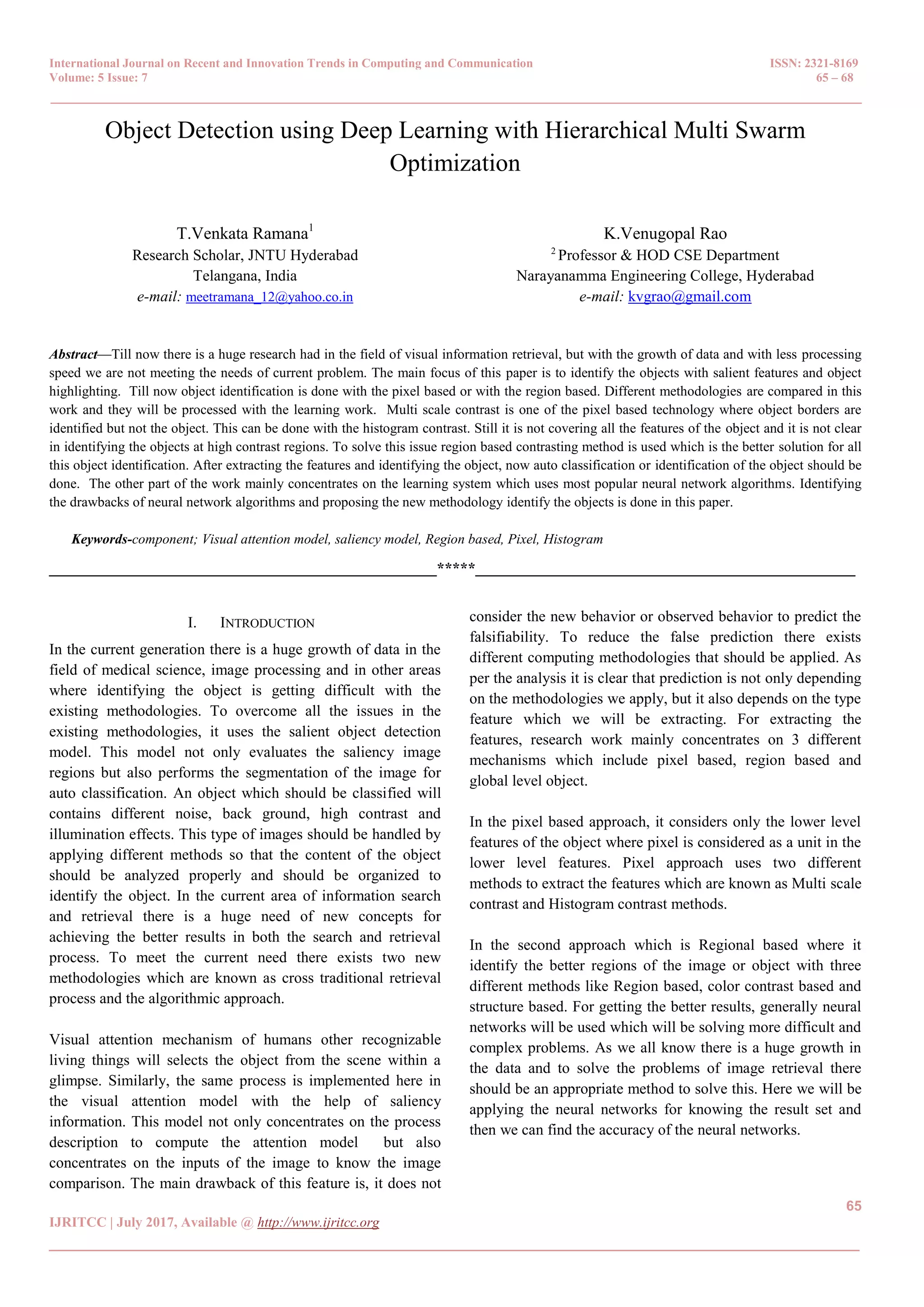 Object Detection using Deep Learning with Hierarchical Multi Swarm ...