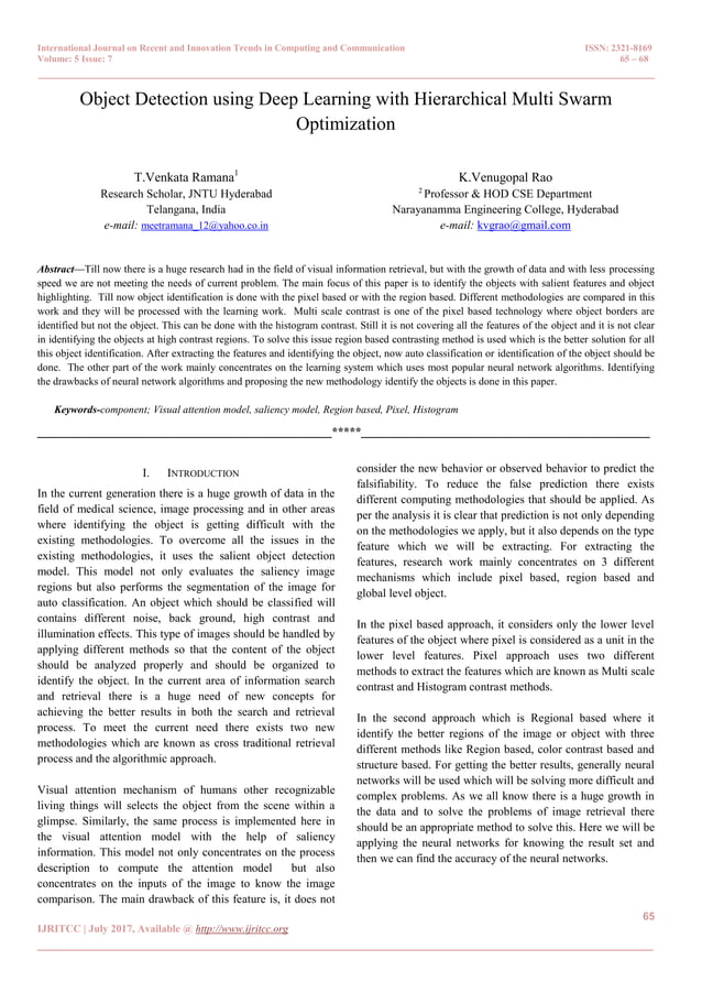 Object Detection using Deep Learning with Hierarchical Multi Swarm ...