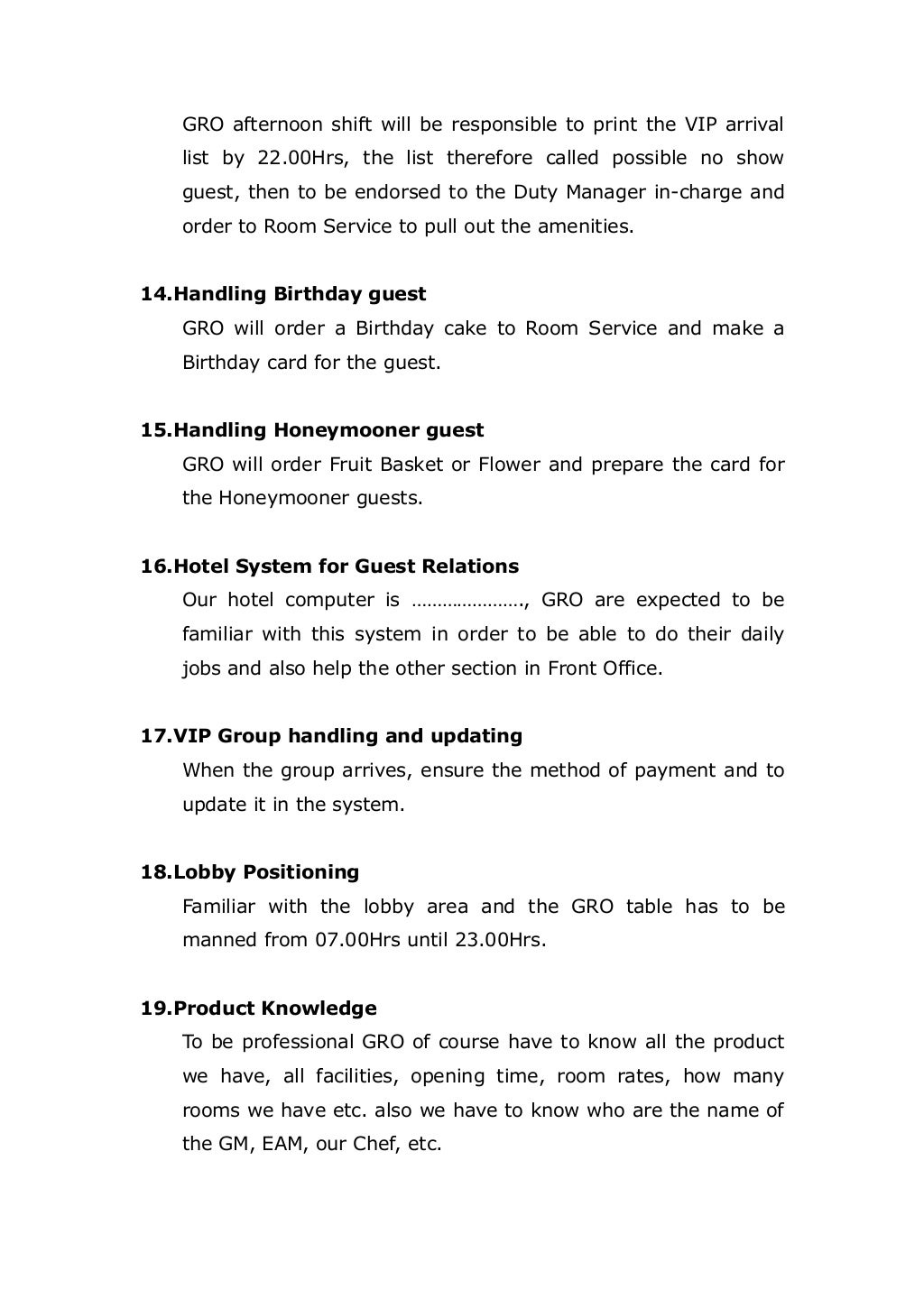 16150187 Guest Relation Officer