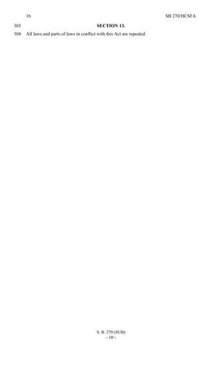 16 SB 270/HCSFA
S. B. 270 (SUB)
- 10 -
SECTION 13.303
All laws and parts of laws in conflict with this Act are repealed.304
 