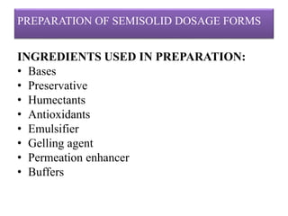 Semi solid dosage forms