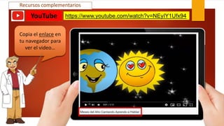 Recursos complementarios
YouTube
Copia el enlace en
tu navegador para
ver el video…
https://www.youtube.com/watch?v=NEyIY1Ufx94