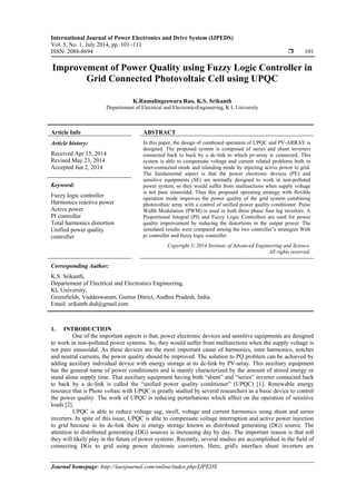 Improvement of Power Quality using Fuzzy Logic Controller in Grid ...