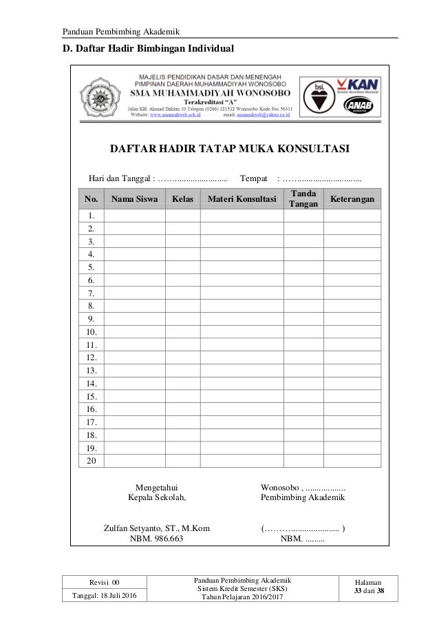 Pembimbing Akademik Sks Di Sma