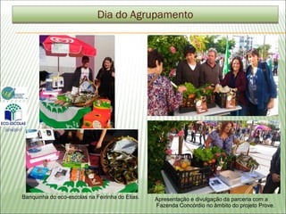 Dia do Agrupamento
Banquinha do eco-escolas na Feirinha do Elias. Apresentação e divulgação da parceria com a
Fazenda Concórdio no âmbito do projeto Prove.
2016/2017
 