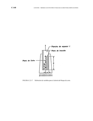 C-140 COVENIN – MINDUR 1618-98 ESTRUCTURAS DE ACERO PARA EDIFICACIONES
FIGURA C-21.7 Definición de variables para el cálculo del bloque de corte.
 