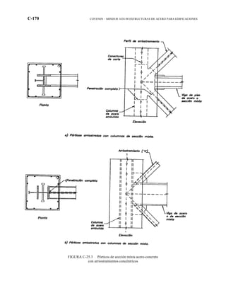 C-170 COVENIN – MINDUR 1618-98 ESTRUCTURAS DE ACERO PARA EDIFICACIONES
FIGURA C-25.3 Pórticos de sección mixta acero-concreto
con arriostramientos concéntricos
 