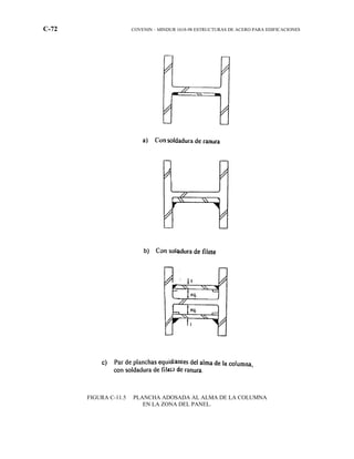 C-72 COVENIN – MINDUR 1618-98 ESTRUCTURAS DE ACERO PARA EDIFICACIONES
FIGURA C-11.5 PLANCHA ADOSADA AL ALMA DE LA COLUMNA
EN LA ZONA DEL PANEL.
 