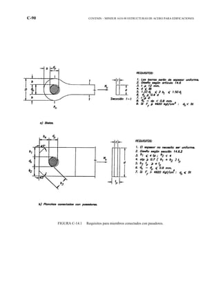 C-90 COVENIN – MINDUR 1618-98 ESTRUCTURAS DE ACERO PARA EDIFICACIONES
FIGURA C-14.1 Requisitos para miembros conectados con pasadores.
 