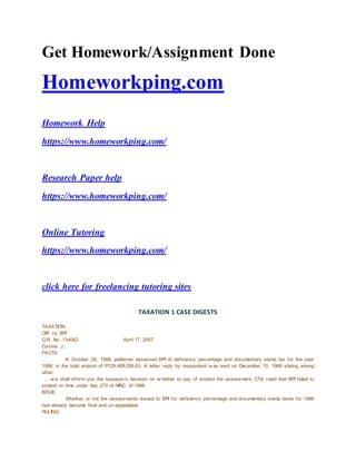 Homework Help Taxation 161809996 taxation-1-case-digests | DOCX
