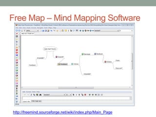 Free Map – Mind Mapping Software




http://freemind.sourceforge.net/wiki/index.php/Main_Page
 