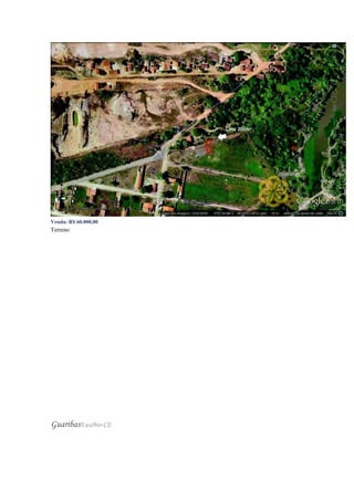 Venda: R$ 60.000,00
Terreno
GuaribasEusébio-CE
 
