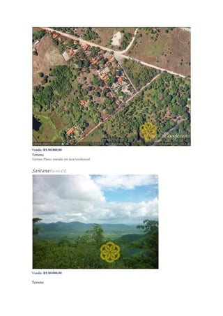 Venda: R$ 80.000,00
Terreno
Terreno Plano, murado em área residencial.
SantanaPacoti-CE
Venda: R$ 80.000,00
Valor do hectare: R$ 2.666,67
Terreno
 