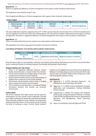 Test Anxiety and Academic Achievement in Thiruvannamalai District | PDF