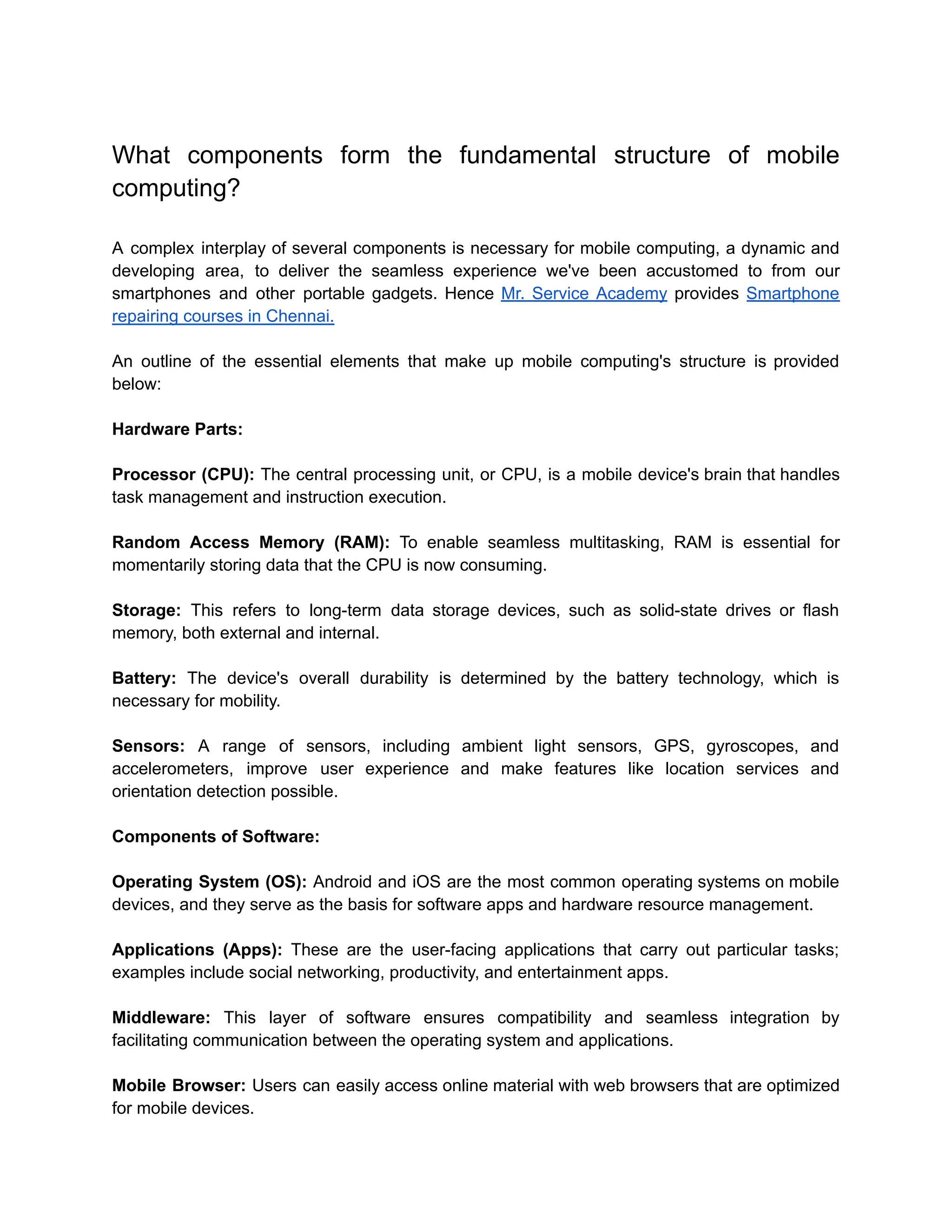 162. What components form the fundamental structure of mobile computing ...
