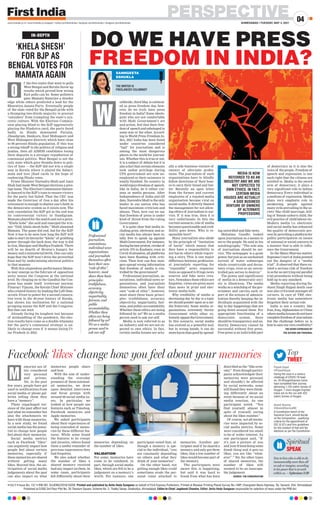 l Vol 2 l Issue No. 157 l RNI NO. GUJENG/2019/16208. Printed and published by Anita Hada Sangwan on behalf of First Express Publishers. Printed at Bhaskar Printing Planet Survey No.148P, Changodar-Bavla Highway, Tal. Sanand, Dist. Ahmedabad.
Published at D/302 3rd Floor Plot No. 35 Titanium Square, Scheme No. 2, Thaltej Taluka, Ghatlodiya, Ahmedabad. Editor-In-Chief: Jagdeesh Chandra. Editor: Anita Hada Sangwan responsible for selection of news under the PRB Act
PERSPECTIVE
AHMEDABAD | TUESDAY, MAY 4, 2021
04
www.firstindia.co.in I www.firstindia.co.in/epaper/ I twitter.com/thefirstindia I facebook.com/thefirstindia I instagram.com/thefirstindia
‘KHELA SHESH’
FOR BJP AS
BENGAL VOTES FOR
MAMATA AGAIN
f the five states that went to polls
West Bengal and Kerala threw up
results which proved how wrong
Exit polls can be. Some pollsters
gave Mamata Banerjee a slender
edge while others predicted a lead for the
Bharatiya Janata Party. Eventually people
of the state voted for the Bengali pride with
a thumping two-thirds majority to prevent
‘outsiders’ from trampling the state’s syn-
cretic culture. With the Election Commis-
sion playing blind to the BJP aggressively
playing the Hindutva card, the party fared
badly in Hindu dominated Purulia,
Jhaadgram, Bankura, East Midnapore and
West Midnapore districts which have close
to 90 percent Hindu population. If this was
a strong rebuff to the politics of religion and
jumlas, then all AIMIM candidates losing
their deposits is a stronger repudiation of
communal politics. West Bengal is not the
only state which gave thumbs down to poli-
tics of hate --- the BJP did not win a single
seat in Kerala where it played the Sabari-
mala and love jihad cards in the hope of
coalescing Hindu votes.
Prime Minister Narendra Modi and Amit
Shah had made West Bengal elections a pres-
tige issue. The Election Commission blatant-
ly danced to the BJP’s tune to ensure victory
for the party but failed. That the CEC was
made the Governor of Goa a day after his
retirement is enough to shatter one’s faith in
the democratic system as it exists now. The
only consolation the BJP got in the end was
its controversial victory in Nandigram.
Mamata played for the match and not a point.
“Khela hobe” she said and emerged the win-
ner. “Didi, khela shesh hobe,” Modi slammed
Mamata. The game did end, but for the BJP.
Now it has to be seen how long the BJP will
take to start its favourite “khela” of grabbing
power through the back door, the way it did
in Goa, Manipur and Madhya Pradesh. There
will be no dearth of Brutus’s hungry for
money and a ministerial berth. One can only
hope that the BJP won’t drive the proverbial
final nail by undermining electoral politics
in that manner.
With this stupendous performance Mama-
ta may emerge as the fulcrum of opposition
unity minus the Congress at the national
level. By clinging on to the Gandhis the Con-
gress has made itself irrelevant anyway.
Pinarayi Vijayan, the Kerala Chief Minister
who created history by leading the Left Dem-
ocratic Front to power for a second consecu-
tive term in the 40-year history of Kerala,
has shown his inclination for a national
grouping minus the BJP and the Congress.
But that can wait.
Already facing its toughest test because
of mishandling of the pandemic, the elec-
tion results have come as a double whammy
but the party’s communal strategy is un-
likely to change even if it means losing Ut-
tar Pradesh in 2022.
IN-DEPTH
O orldwide, third May is celebrat-
ed as press freedom day, how-
ever, do we truly have press
freedom in India? Some ideolo-
gists who are not comfortable
with Modi Government’s act
and action, feel that their free-
dom of speech and sabotaged in
some way or the other. Accord-
ing to World Press Freedom In-
dex, 2021 India has been listed
under countries considered
“bad” for journalism and is
among the most dangerous
places in the world for journal-
ists. Whether this is true or not,
it is a subject of debate but it is
also a fact that certain elements
took undue privilege during
UPA government are now un-
employed or their existence is
totally finished. No country in
worldenjoysfreedomof speech,
like in India, be it either citi-
zens or media persons. After
Independence of India and till
date, Narendra Modi is the only
leader in our nation who has
faced maximum criticism and
abuses. Then, how can we say
that freedom of press is under
kind of threat from the ruling
Government.
It is quite clear that media in-
cluding print, electronic and so-
cial media has always been to-
tally free to speak up against
ModiGovernment.Forinstance,
duringfarmerprotest,revokeof
article 370 in Kashmir, even in
Covid-19 situation, all platforms
have been flooding with criti-
cism. Then how can fear mon-
gers spread wrong information
that freedom of media is con-
trolled by the government?
Professional journalism, as-
sociations, individual news or-
ganizations, and journalists
themselves often have their
own “code of ethic”, however,
most share these basic princi-
ples: truthfulness, accuracy,
objectivity, impartiality, fair-
ness, and public accountability
.
Whether these ethics are being
followed by us? We as a media
person need to ask our-self.
Media is now referred to as
an industry and we are not ex-
pected to own ethics. In fact,
certain media houses are actu-
ally a side business venture of
owners of alternate profes-
sions. The journalists of such
organizations have to blindly
follow directions of their boss-
es to earn their bread and but-
ter. Recently an open letter
from the former and current
employees of a reputed media
organization become viral on
social media. It directly blamed
the management for not allow-
ing ethics of journalism to sur-
vive. If it was true, then it is
very unfortunate. In this the
current scenario, role of media
becomes questionable and cred-
ibility goes down. Who is re-
sponsible here?
Many journalists also abide
by the principle of “limitation
of harm” which means that
they have a responsibility to
not harm others while report-
ing a story. This is one major
difference between profession-
al journalists reporting for
“reputable” news organiza-
tions as opposed to fringe news
sources and fake news crea-
tors. Nowadays these ethics are
forgotten, views are given more
than news in print and elec-
tronic media both.
Why credibility of media is
decreasing day by day is a topic
we should ponder upon as a me-
dia fraternity
. Some media or-
ganizations extremely favour
Government while other ex-
tremelyopposetheGovernment.
In this scenario, social media
has evolved as a powerful tool;
but in wrong hands, it can do
moreharmthangoodbyspread-
ing unverified and fake news.
Mahatma Gandhi looked
upon journalism as a means to
serve the people. He said in his
autobiography: “The sole aim
of journalism should be ser-
vice. The newspaper is a great
power, but just as an unchained
torrent of water submerges
whole countryside and devas-
tates crops, even so an uncon-
trolled pen serves to destroy
.”
The power and significance
of media in a democratic soci-
ety is illustrious. The media
works as a watchdog of the gov-
ernment and carries each re-
port of the actions of adminis-
tration thereby keeping the in-
dividuals acquainted with the
day to day happenings that are
going down around them. For
appropriate functioning of a
democratic system, there
should be transparency and au-
thority. Democracy cannot be
successful without free press.
Free press is an indivisible part
of democracy as it is also the
voice of the people. Freedom of
speech and expression is one
such right that the citizens are
entitled to. Media is the sword
arm of democracy; it plays a
very significant role in Indian
democracy
. Every individual is
a medium of expression. Media
plays very emphatic role in
awakening people against
many evils prevailing in the so-
ciety like child marriage, kill-
ing of female unborn child, the
evil practice of child labour etc.
Modern media i.e. electronic
and social media has enhanced
the quality of democratic pro-
cess by providing a platform for
public participation on issues
of national or social concern in
a manner that is able to influ-
ence the Government.
In the Manu Sharma matter,
SupremeCourtof Indiapointed
out the dangers of a “media
trial”. It observed that there ex-
isted a serious risk of freedom
in so far as carrying out parallel
trial procedures without being
held up to any standard.
Media reporting during Su-
shant Singh Rajput death case
was also criticised amongst all
corners. In race of TRP, elec-
tronic media has somewhere
forgotten their actual role.
India is not a country like
Iran,Iraq,AfghanistanorChina
wheremediahousesdonothave
completefreedomof journalism
but the challenge before us is
how to save our own credibility?
THE VIEWS EXPRESSED BY
THE AUTHOR ARE PERSONAL
DO WE HAVE PRESS
FREEDOM IN INDIA?
W
Professional
journalism,
associations,
individual news
organizations,
and journalists
themselves often
have their own
“code of ethic”,
however, most
share these basic
principles:
truthfulness,
accuracy,
objectivity,
impartiality,
fairness, and
public
accountability.
Whether these
ethics are being
followed by us?
We as a media
person need to
ask our-self
MEDIA IS NOW
REFERRED TO AS AN
INDUSTRY AND WE ARE
NOT EXPECTED TO
OWN ETHICS. IN FACT,
CERTAIN MEDIA
HOUSES ARE ACTUALLY
A SIDE BUSINESS
VENTURE OF OWNERS
OF ALTERNATE
PROFESSIONS
SANNGEETA
SSHUKLA
THE WRITER IS
FREELANCER COLUMNIST
emories are of-
ten considered
very personal
and private.
Yet, in the past
few years, people have got
used to notifications from
social media or phone gal-
leries telling them they
have a “memory”.
These repackaged ver-
sions of the past affect not
just what we remember but
also the attachments we
have with those memories.
In a new study, we found
social media has the poten-
tial to change how people
feel about their memories.
Social media metrics
such as Facebook “likes”
can negatively impact how
people feel about certain
memories, especially if
these memories are shared
without getting many
likes. Beyond this, the an-
ticipation of social media
judgements about the past
can also impact on what
memories people share
and how.
With the aim of under-
standing the everyday
presence of these automat-
ed memories, we drew
upon detailed interviews
and focus groups with
around 60 social media us-
ers. In particular, we
looked at how people use
features such as Timehop,
Facebook memories and
Apple memories.
We asked participants
about their experiences of
being reminded of memo-
ries by these different fea-
tures. While some found
the features to be creepy
and invasive, others found
them a useful reminder of
previous experiences they
had forgotten.
We also asked whether
the number of likes a
shared memory received
had any impact on them. In
some cases, participants
felt differently about their
memories depending on
the number of likes.
VALIDATION
For some, memories have
come to be validated, in
part, through social media
likes, which are felt to be a
judgement on a memory’s
worth. For instance, one
participant noted that, al-
though a memory is spe-
cial to the individual, “you
are constantly depending
on others and what they
think of your memories”.
On the other hand, not
getting enough likes could
sometimes erode the per-
sonal value attached to
memories. Another par-
ticipant said if he shared a
memory and only got three
likes, that a low number of
likes would become part of
the memory
.
The participants were
aware this is happening,
but said it was hard to
break from what has been
described as the “like econ-
omy”. Even though partici-
pants acknowledged their
memories were personal
and shouldn’t be affected
by social networks, some
still found they were think-
ing differently about an
event because of its social
media reaction. As one
participant noted, “You
find yourself, almost in
spite of yourself, caring
about the likes number.”
Of course, not all memo-
ries were impacted by so-
cial media metrics. Some
were considered too small
to be of wider interest. As
one participant said, “If
it’s just a picture of you
and your friend doing some
dumb thing and it gets no
likes, you are like “what-
ever”.” Yet, for other types
of shared memories, the
number of likes still
seemed to be an inescapa-
ble judgement.
SOURCE: THE CONVERSATION
Facebook ‘likes’ change how you feel about your memories
M
Now to him who is able to do
immeasurably more than all
we ask or imagine, according
to his power that is at work
within us. —Ephesians 3:20
Spiritual
SPEAK
Top
TWEET
Piyush Goyal
@PiyushGoyal
Facing the once in a century
challenge of COVID-19 head
on, 20 #OxygenExpress trains
have completed their journey,
delivering 1,125 metric tonnes of
Oxygen. 7 more Oxygen Express
trains are on the run with 422
metric tonnes of Oxygen.
Anand Sharma
@AnandSharmaINC
A Constitution bench of the
Supreme Court should decide
on the Composition , qualifying
criteria for the appointment of
CEC  EC’s and firm guidelines
for the conduct of free and fair
elections as per the Constitution.
 