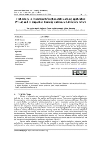 Technology in education through mobile learning application (MLA) and ...