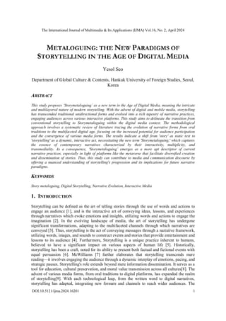 METALOGUING: THE NEW PARADIGMS OF STORYTELLING IN THE AGE OF DIGITAL ...