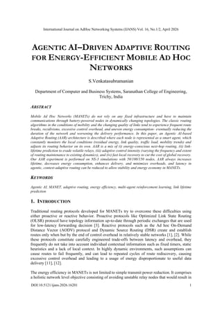 Agentic AI–Driven Adaptive Routing for Energy-Efficient Mobile Ad Hoc ...