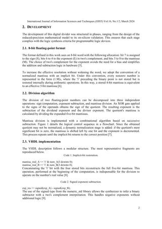 IMPLEMENTATION OF AN 8-BIT DIVIDER WITH NORMALIZED MANTISSA IN VHDL: AN ...
