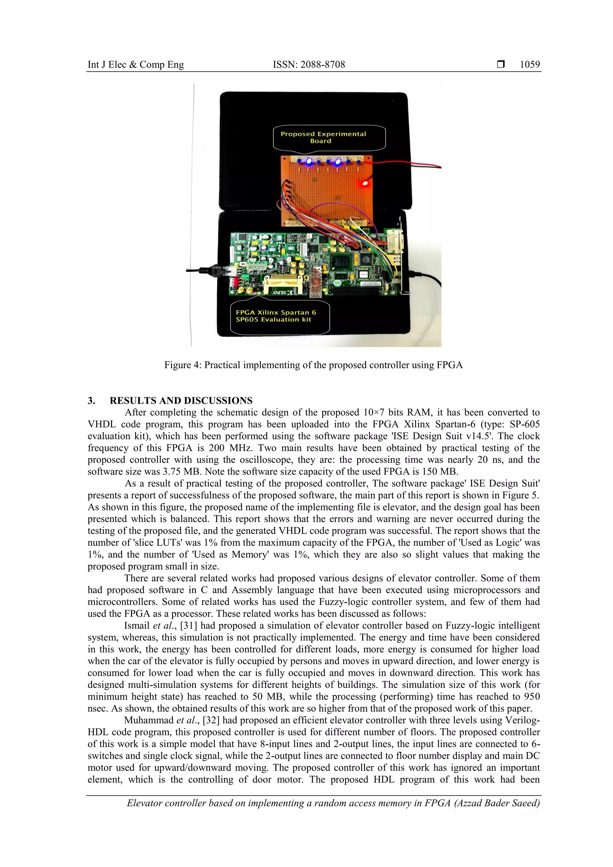 Elevator controller based on implementing a random access memory in ...