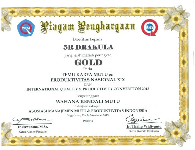 sertifikat penghargaan gold tkmpn 2015