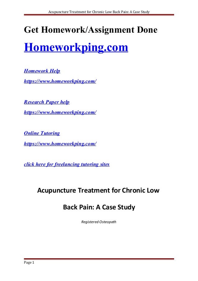 Acupuncture treatment case studies