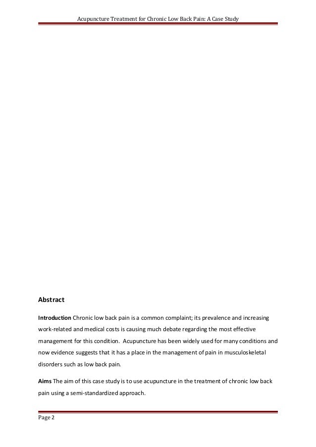 Acupuncture treatment case studies