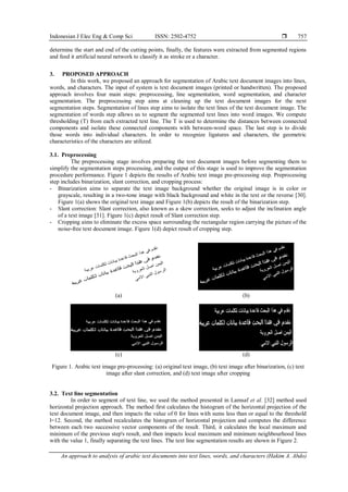 An approach to analysis of Arabic text documents into text lines, words ...