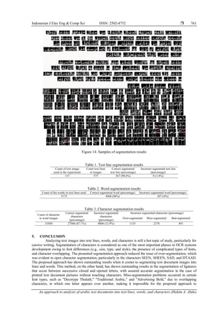 An approach to analysis of Arabic text documents into text lines, words ...