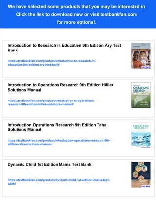 Introduction to Research in Education 9th Edition Ary Solutions Manual ...