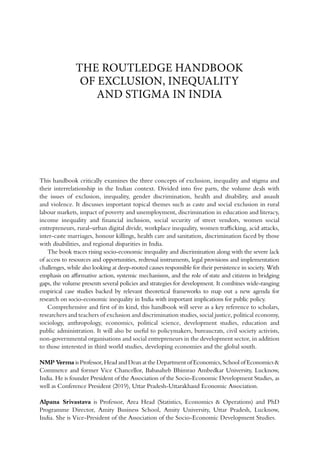 The Routledge Handbook Of Exclusion Inequality And Stigma In India Nmp ...