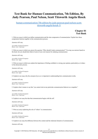 Comprehensive Test Bank for Human Communication, 7th Edition by Pearson ...