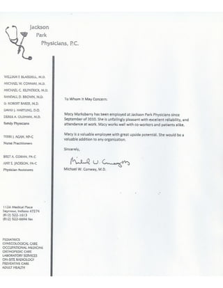 Dr. Conway Letter of Reccommendation
