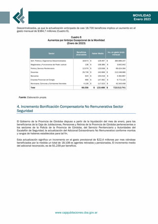 www.cajajubilaciones.cba.gov.ar
MOVILIDAD
Enero 2023
Descentralizados, ya que la actualización anticipada de casi 18.700 b...