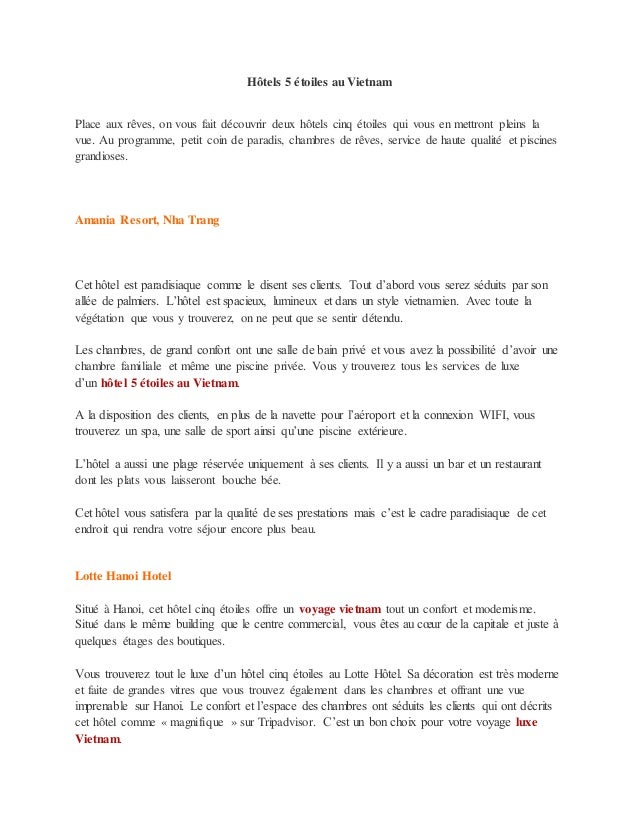 Hôtels 5 étoiles Au Vietnam