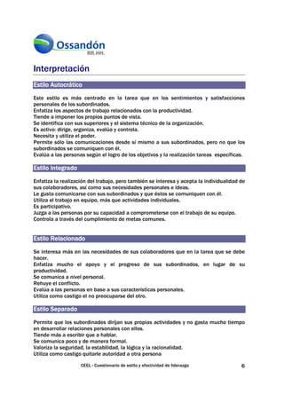 CEEL - Cuestionario de estilo y efectividad de liderazgo 6
Interpretación
Estilo Autocrático
Estilo Autocrático
Estilo Aut...
