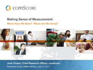 Making Sense of Measurement: Where Have We Been?  Where Are We Going? Josh Chasin; Chief Research Officer; comScore Presented at the OMMA Metrics, July 21, 2011 