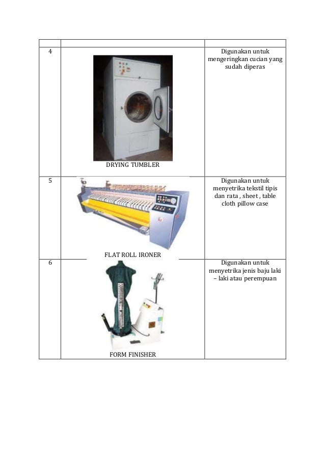 163102561 jenis peralatan mekanik di laundry