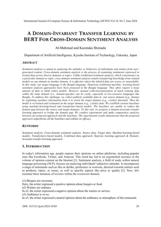 A Domain-Invariant Transfer Learning by Bert for Cross-Domain Sentiment ...