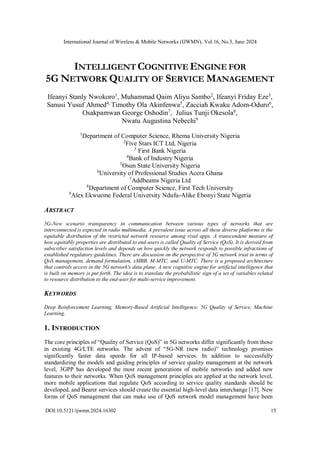 Intelligent Cognitive Engine for 5G Network Quality of Service ...