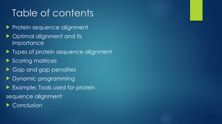 Dynamic Programming Protein Sequence Computing optimal alignment between proteins sequence | PPTX