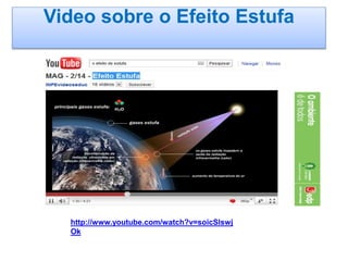 Video sobre o Efeito Estufa
http://www.youtube.com/watch?v=soicSlswj
Ok
 
